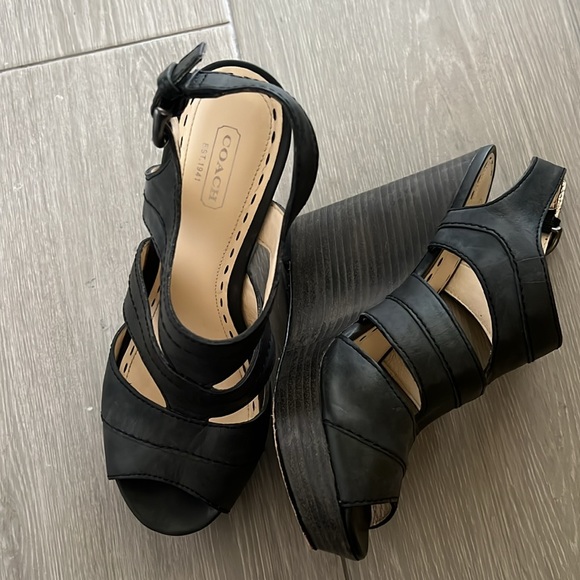 Coach Jazlyn Vegan Leather Wedge Heels size 7 - Picture 3 of 11